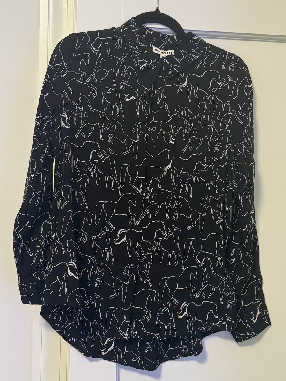 Whistles pristine New With Tags Black Stallion Print Blouse